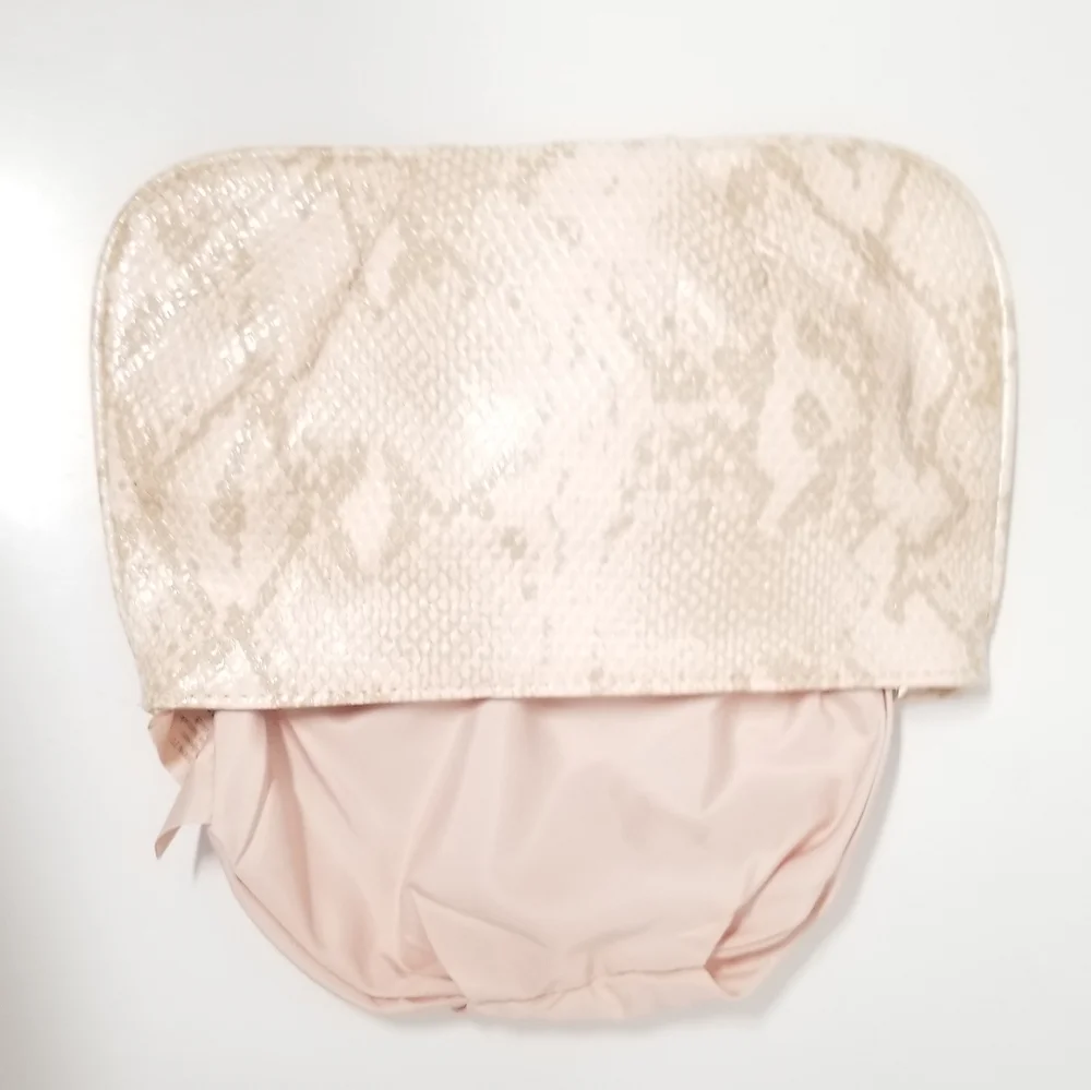 JIMMY CHOO Light Pink Snakeskin Embossed Vegan Cosmetic Clutch Bag